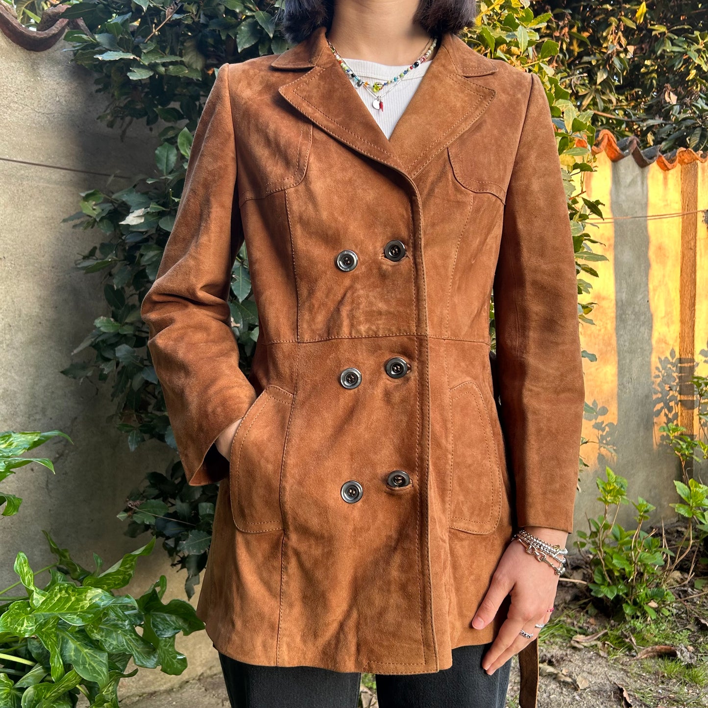 Giacca suede color tabacco