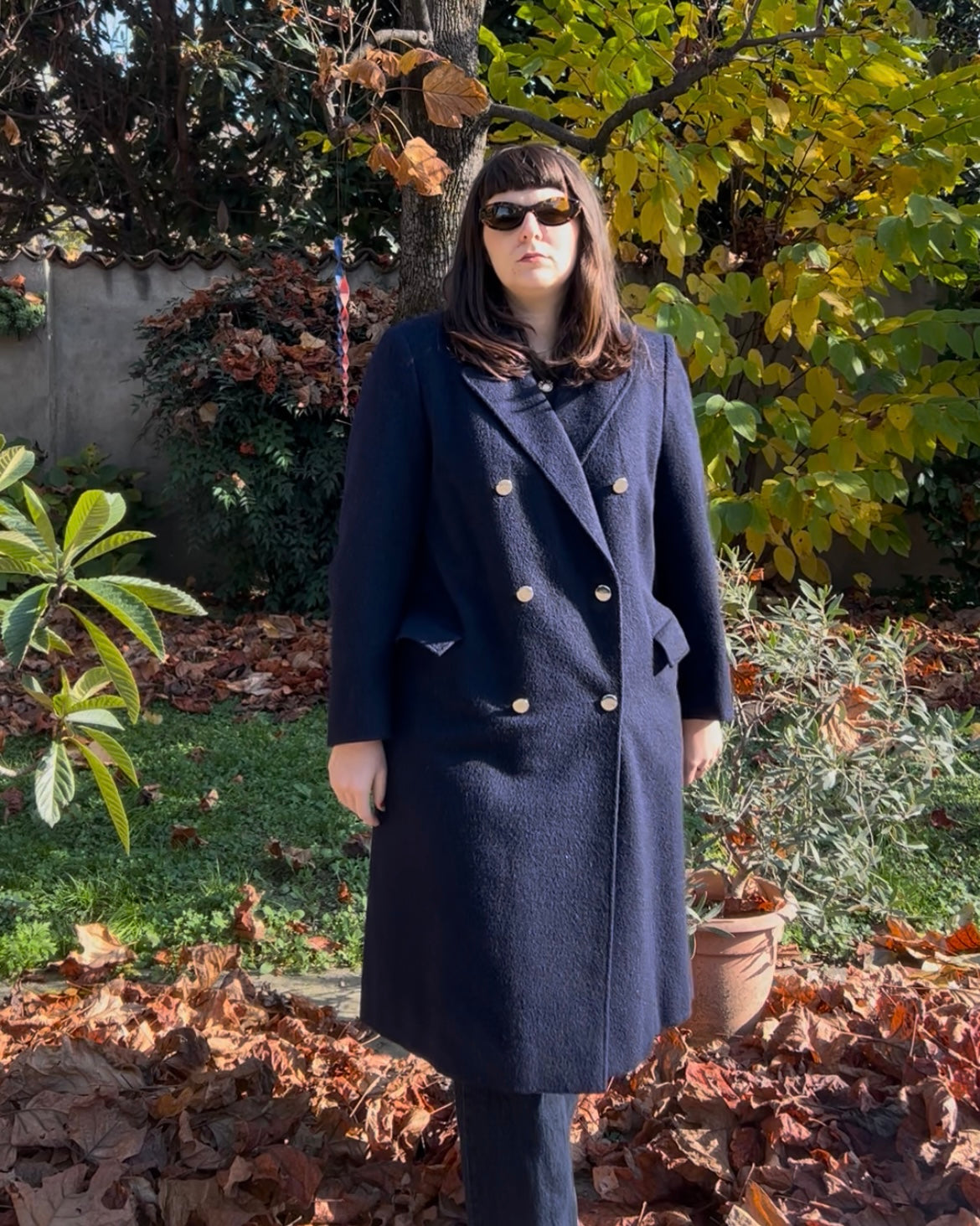 Cappotto blu doppiopetto