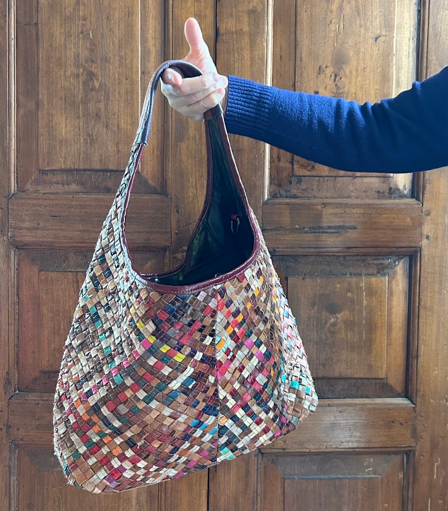 Borsa intrecciata di pelle