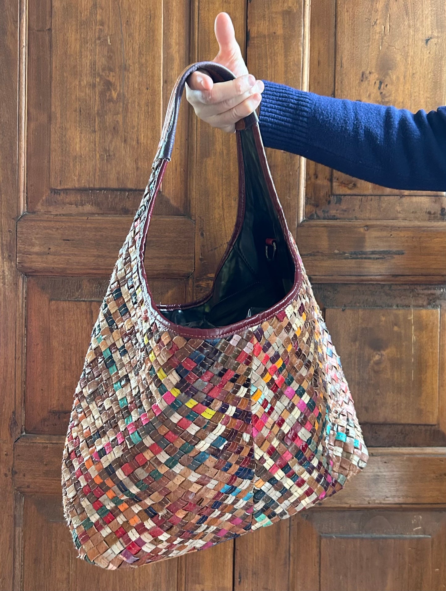 Borsa intrecciata di pelle