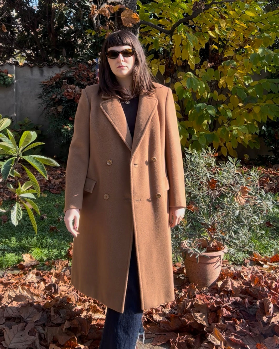 Cappotto doppiopetto cammello