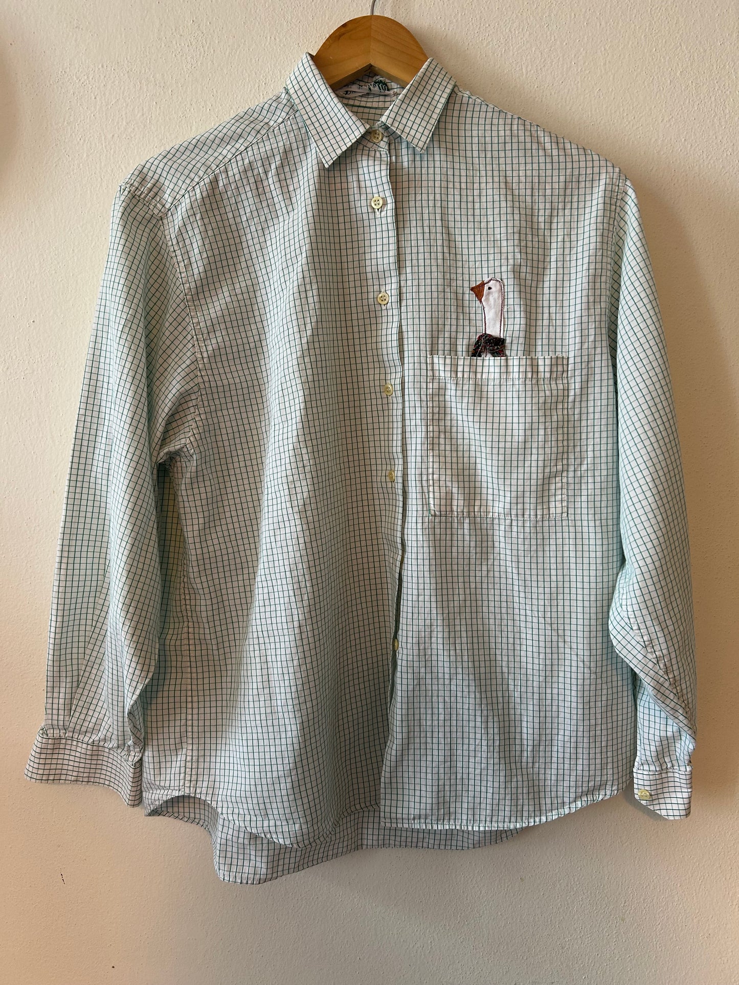 Camicia quadrettata con oca