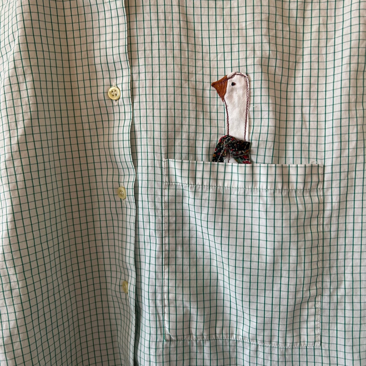 Camicia quadrettata con oca