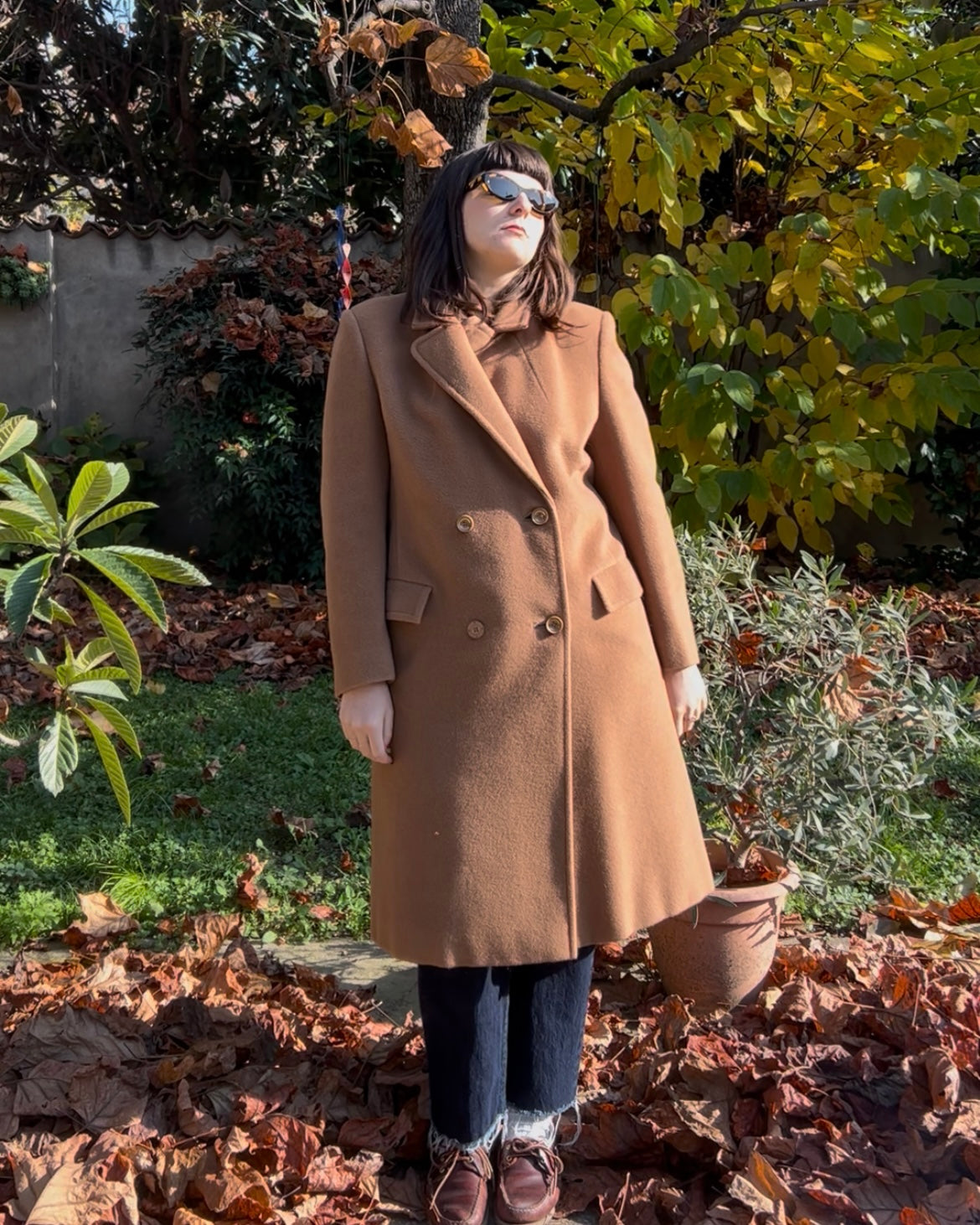 Cappotto doppiopetto cammello