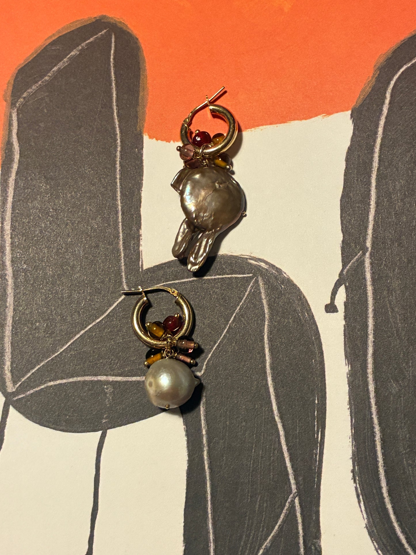 Orecchini “perle,sassi e inverno”