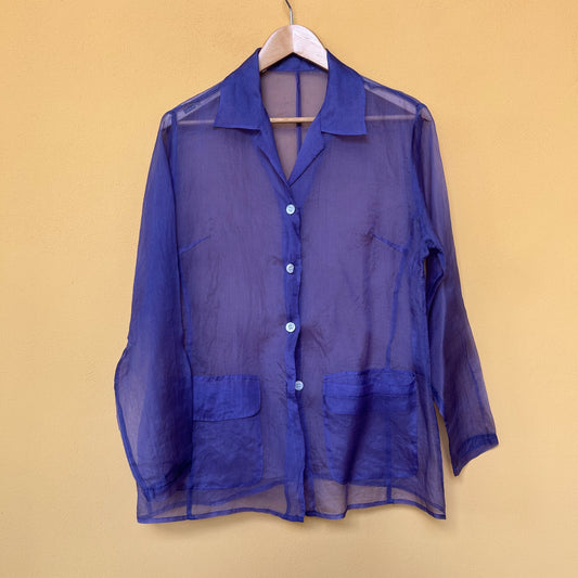 Camicia in organza blu