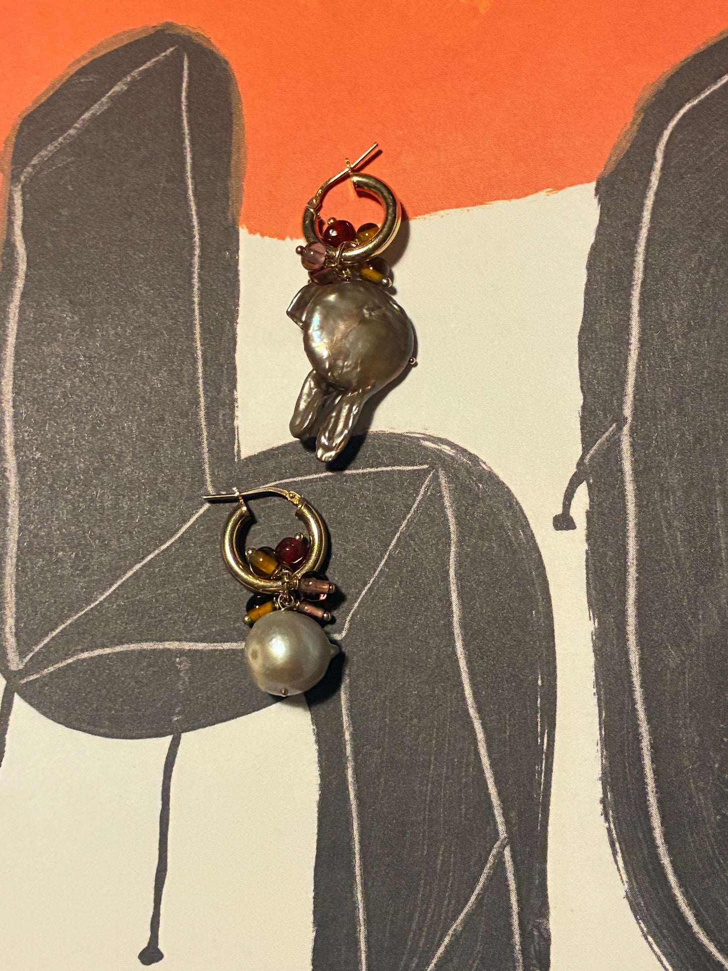 Orecchini “perle,sassi e inverno”