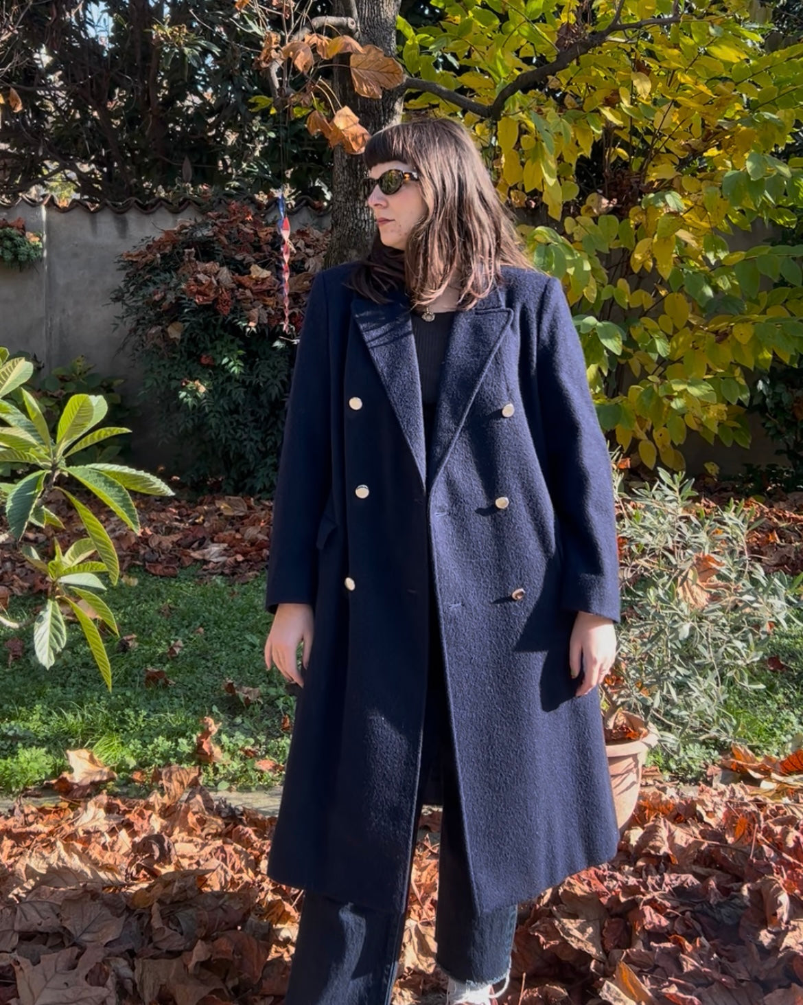 Cappotto blu doppiopetto