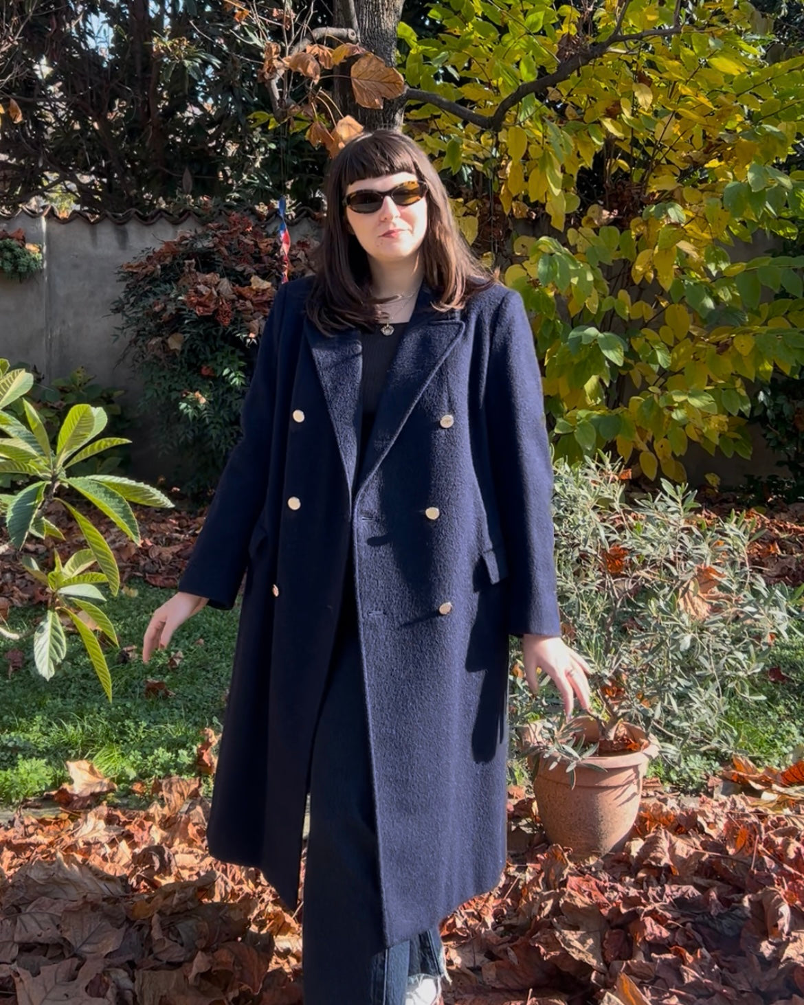 Cappotto blu doppiopetto
