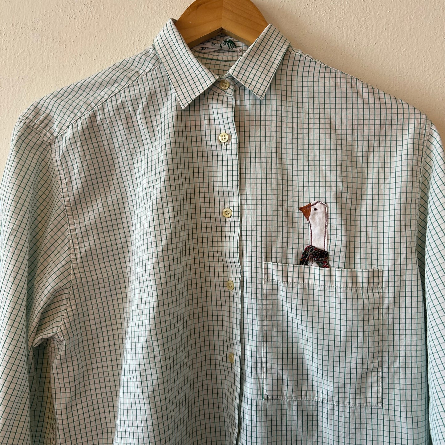 Camicia quadrettata con oca