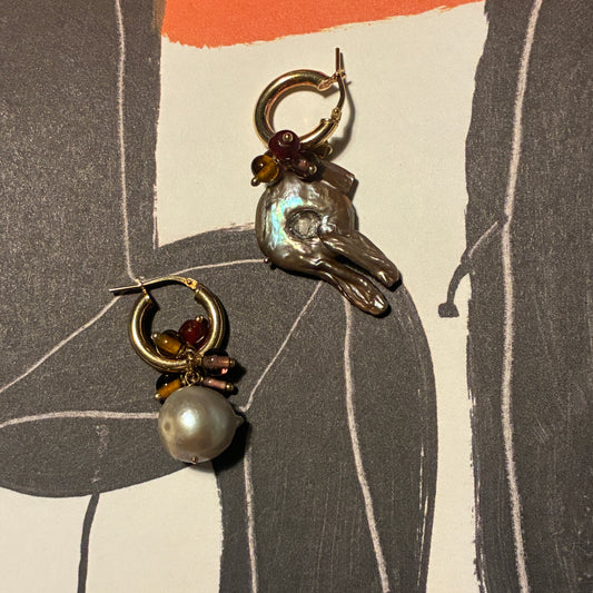 Orecchini “perle,sassi e inverno”