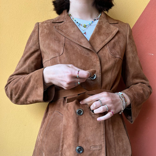 Giacca suede color tabacco