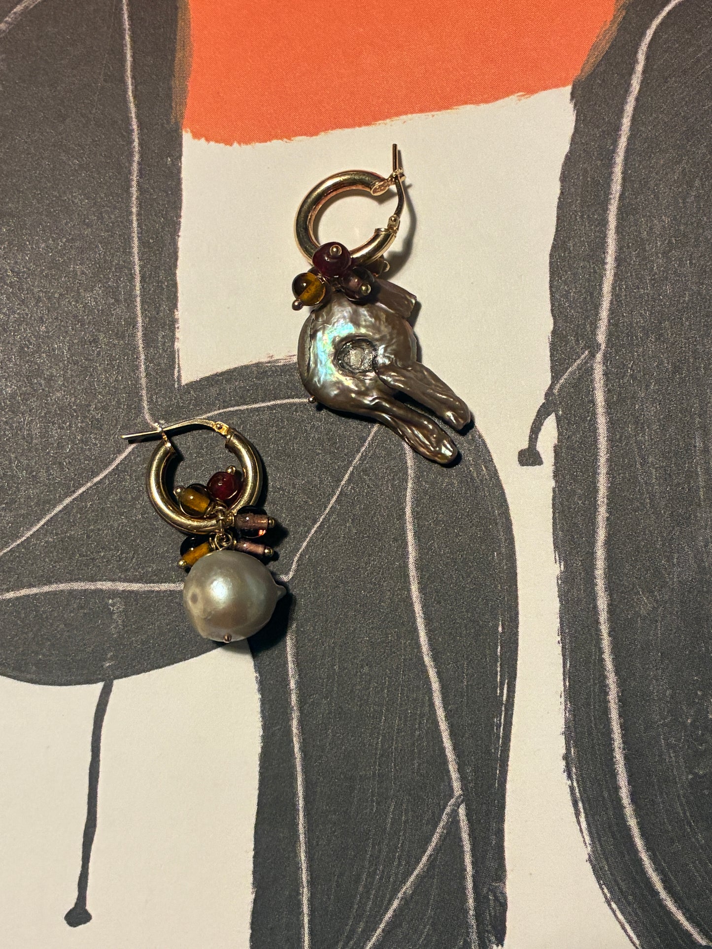 Orecchini “perle,sassi e inverno”